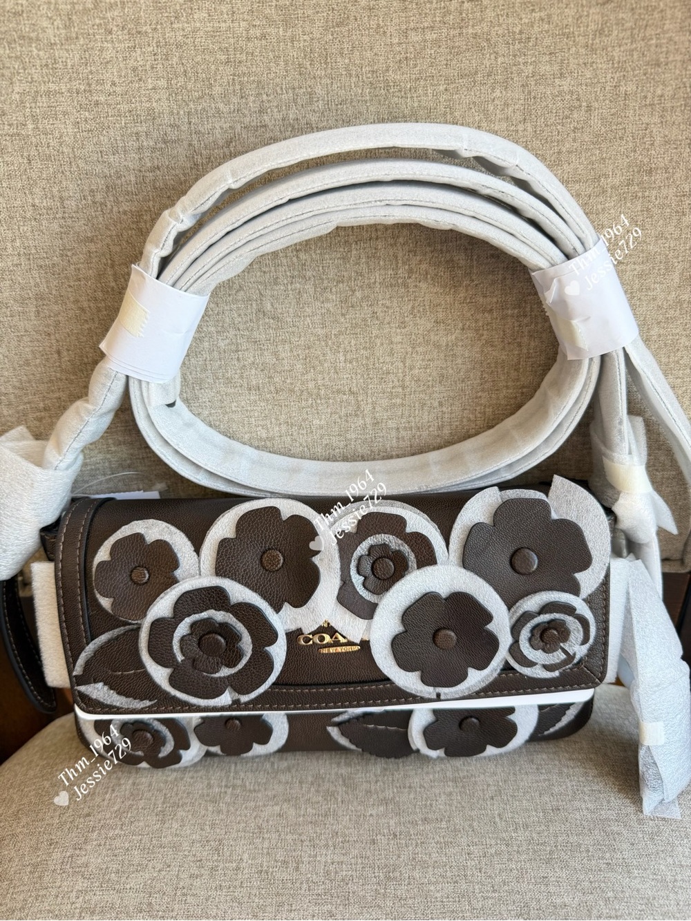 NWT！COACH Etta Small Flap Shoulder Bag With Floral Applique（CDY43）fast shipping
